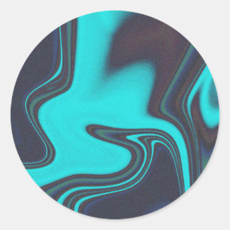 Farbverlauf von flüssigem Cyan-Marmor, abgerundete Runder Aufkleber