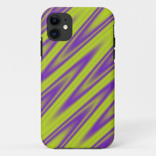Farbverläufe ZigZag Streifen - grün violett iPhone 11 Hülle