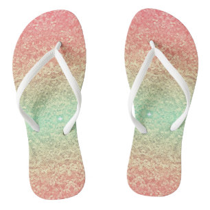 Farbverlaufsmuster rosa goldgrün flip flops