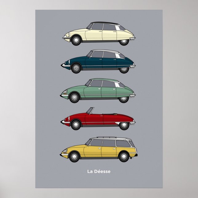 Farbversion der Citroen-DS-Kollektion Poster (Vorne)