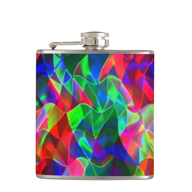 Farbvolle gekrümmte Dreiecke oder farbige Wellen. Flachmann (Vorderseite)