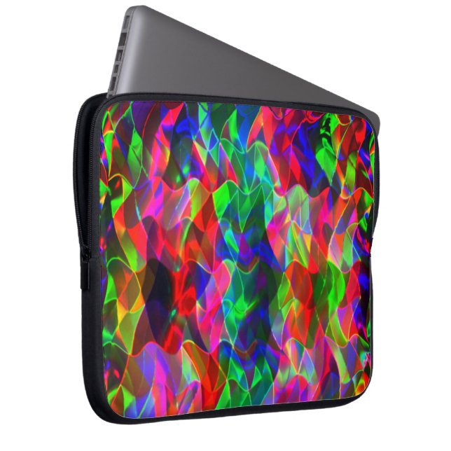 Farbvolle gekrümmte Dreiecke oder farbige Wellen. Laptopschutzhülle (Vorne Rechts)