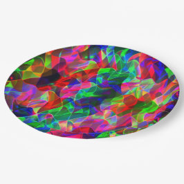 Farbvolle gekrümmte Dreiecke oder farbige Wellen. Pappteller