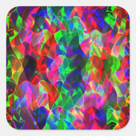 Farbvolle gekrümmte Dreiecke oder farbige Wellen. Quadratischer Aufkleber