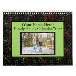 Farbvolle Rahmen Familienformat 1 pro Seite Kalender