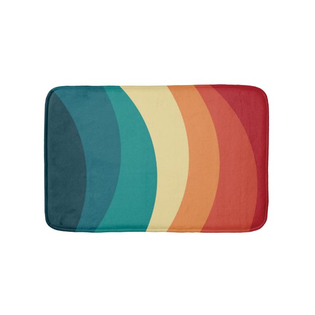 Farbvolle Retrostil-Kurven Design Badematte (Vorderseite)