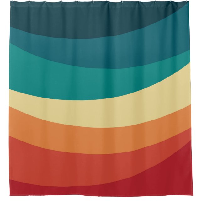 Farbvolle Retrostil-Kurven Design Duschvorhang (Vorderseite)