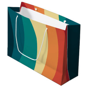 Farbvolle Retrostil-Kurven Design Große Geschenktüte