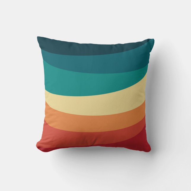 Farbvolle Retrostil-Kurven Design Kissen (Vorderseite)