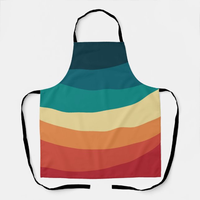 Farbvolle Retrostil-Kurven Design Schürze (Vorderseite)