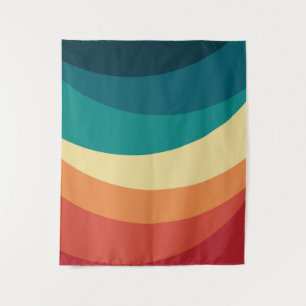 Farbvolle Retrostil-Kurven Design Wandteppich