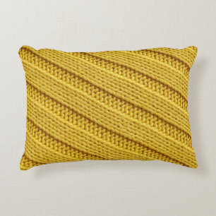 Farbvolle Stricktextur. Gelb. Dekokissen
