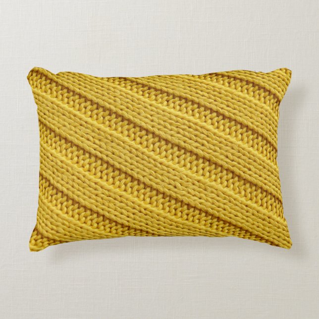 Farbvolle Stricktextur. Gelb. Dekokissen (Vorderseite)