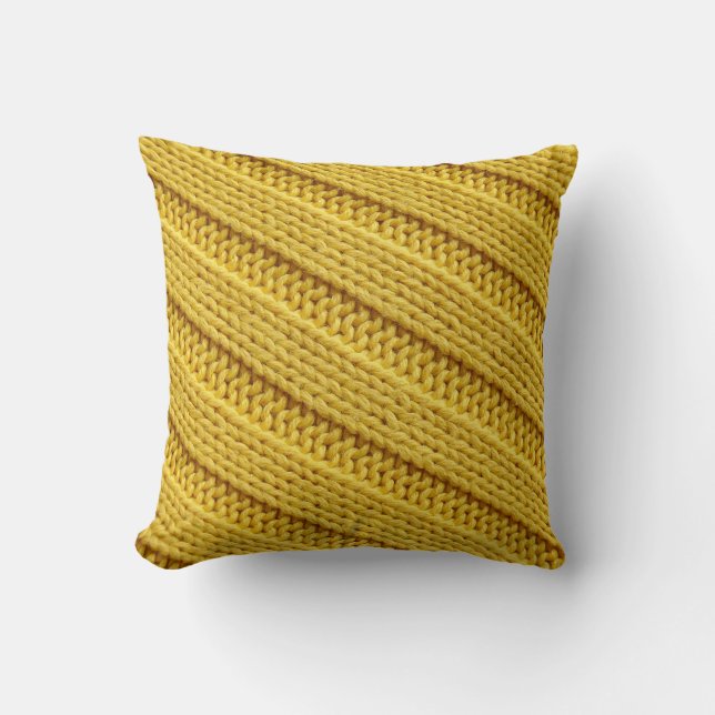 Farbvolle Stricktextur. Gelb. Kissen (Vorderseite)