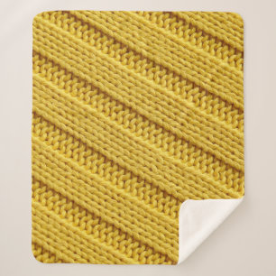 Farbvolle Stricktextur. Gelb. Sherpadecke