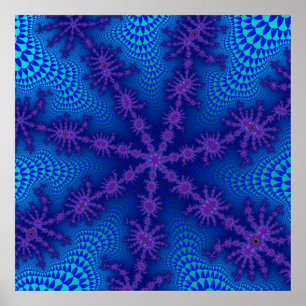Farbvolles Blau und Lila Fraktal Poster