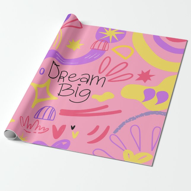 Farbvolles Doodle-Muster mit Inspiration Zitat Geschenkpapier (Ungerollt)