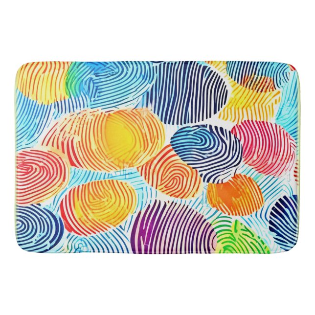 Farbvolles Fingerabdruckmuster Badematte (Vorderseite)