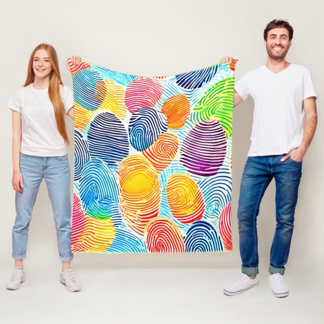 Farbvolles Fingerabdruckmuster Fleecedecke (Beispiel)