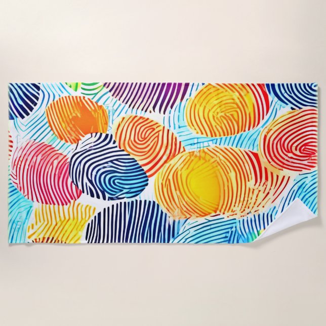 Farbvolles Fingerabdruckmuster Strandtuch (Vorderseite)