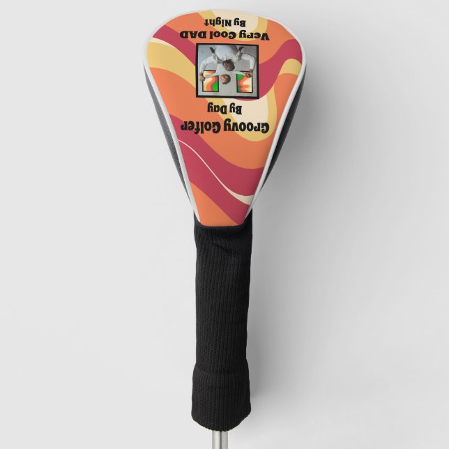 Farbvolles Retro-Muster "Groovy Golfer Cooler Vate Golf Headcover (Vorderseite)