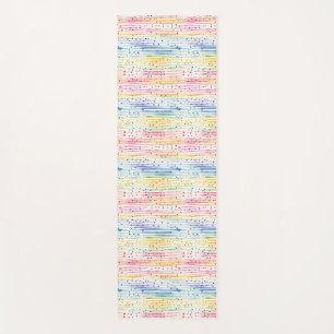 Farbvolles Wasserfarbmuster mit Punkten und Streif Yogamatte