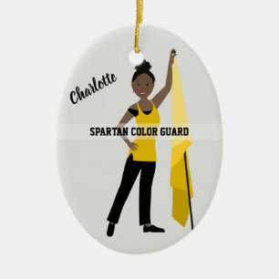 Farbwächter Afroamerikaner in Gelb und Schwarz Keramik Ornament