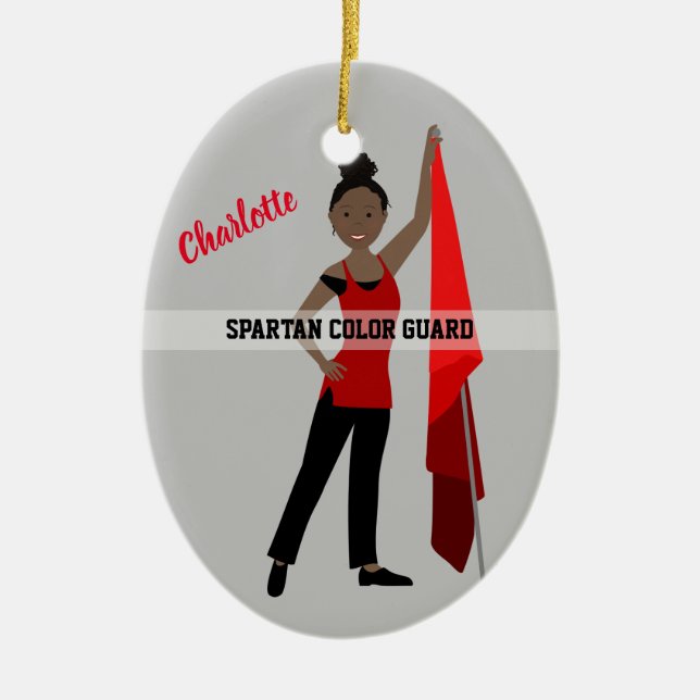 Farbwächter Afroamerikaner in Rot und Schwarz Keramik Ornament (Vorne)