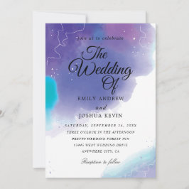 Farbwäsche | aquamarine und lila Hochzeitseinladun Einladung