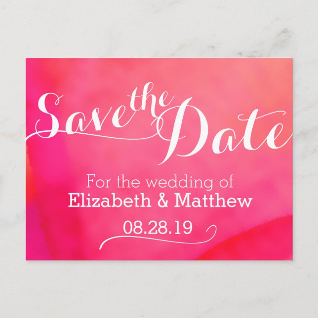 Farbwäsche Rosa Save the Date Karte (Vorderseite)
