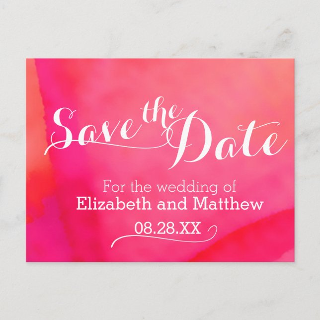 Farbwäsche Rosa Save the Date Karte (Vorderseite)