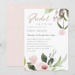 FARBWASCHEN BLUSPINK FLORAL BRAUTPARTY EINLADUNG