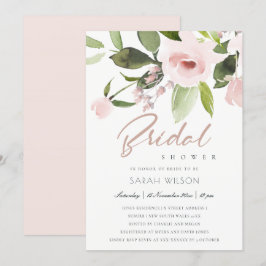 FARBWASCHEN BLUSPINK FLORAL BRAUTPARTY EINLADUNG
