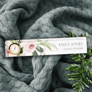 FARBWASCHWASCHEN-BLUSH-PINK-FLORALLBUNKCH NAMENSPLAKETTE