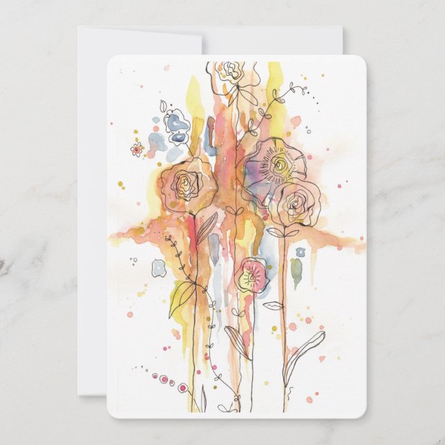 Farbweiche Aquarellfarben-Ganzokkassenkarte Dankeskarte (Vorderseite)