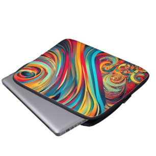 Farbwellen-Fusion – Moderne abstrakte Wirbelkunst Laptopschutzhülle