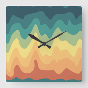 Farbwellen-Horizont Quadratische Wanduhr