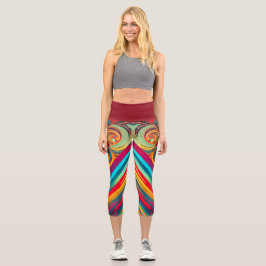 Farbwellenfusion – Moderne abstrakte Wirbelkunst Capri Leggings