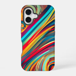 Farbwellenfusion – Moderne abstrakte Wirbelkunst iPhone 16 Hülle