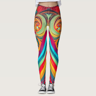 Farbwellenfusion – Moderne abstrakte Wirbelkunst Leggings