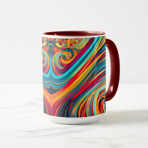 Farbwellenfusion – Moderne abstrakte Wirbelkunst Tasse