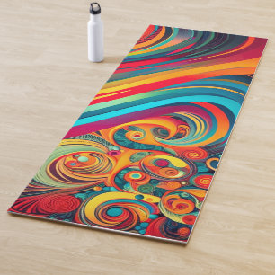 Farbwellenfusion – Moderne abstrakte Wirbelkunst Yogamatte