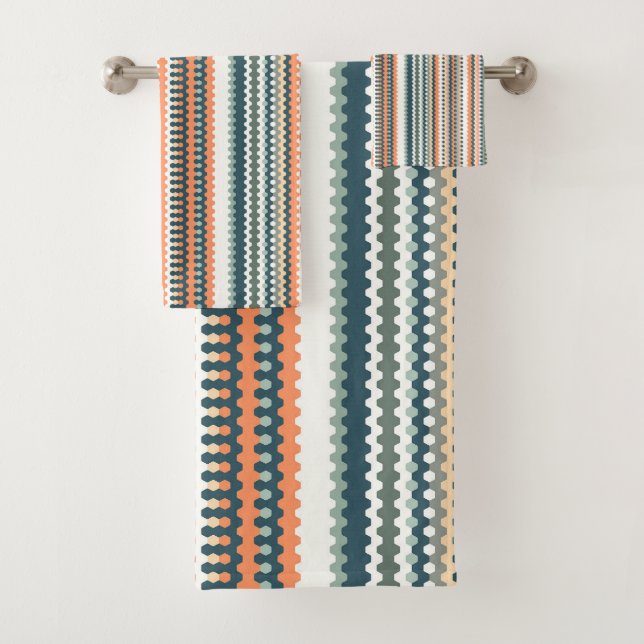 Farbwiedergabe Geo gestreift Design Badhandtuch Set (Insitu)