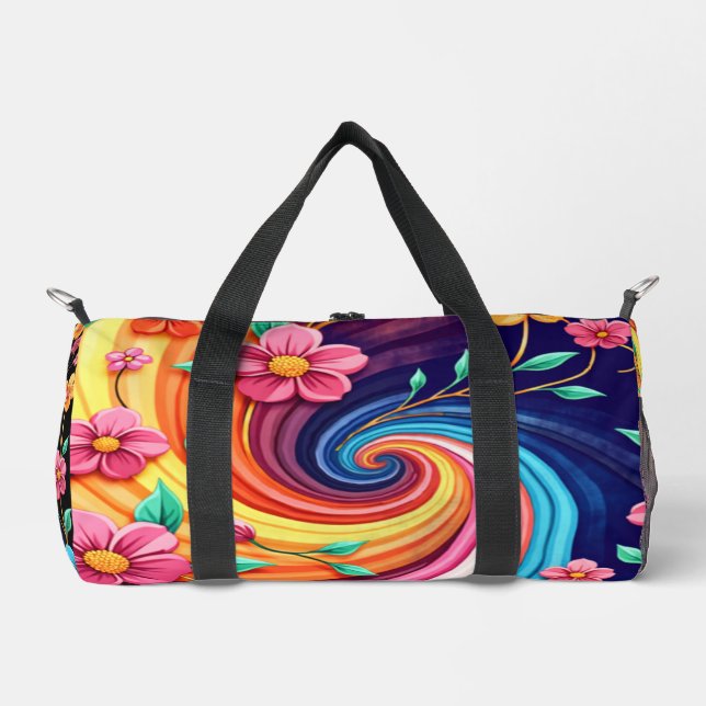 Farbwirbel-Blüte - Lebendiger Blumenstrudel Duffle Bag (Vorderseite)