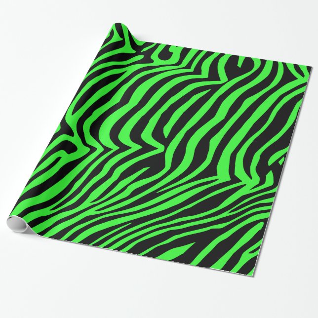 Farbzebramuster aus grünem Neon Geschenkpapier (Ungerollt)