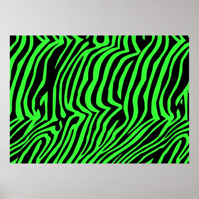 Farbzebramuster aus grünem Neon Poster (Vorne)