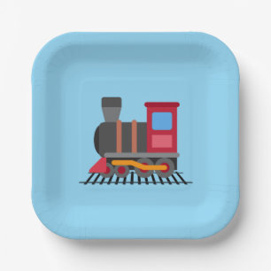 Farbzug Rot, Grau, Orange und Blau Pappteller