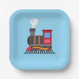 Farbzug Rot, Grau, Orange und Blau Pappteller