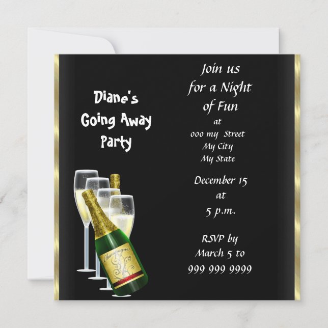Farewell Party Einladung Card Good Bye Black (Vorderseite)