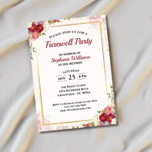 Farewell Party Elegantes Bouquet Einladung